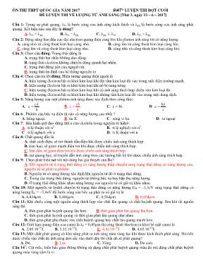 Đề luyện thi về Lượng tử ánh sáng - Vật lý 12